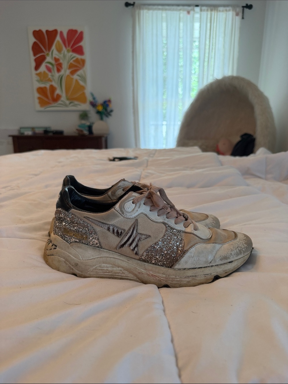 Golden Goose Glitter-Trim Sneakers